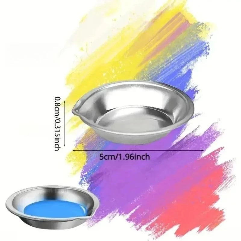 6/12Pcs Makeup Palette Stainless Steel Small Round Paint Tray Artist Watercolours Paint Mixing Palette Tray For Artist Qme