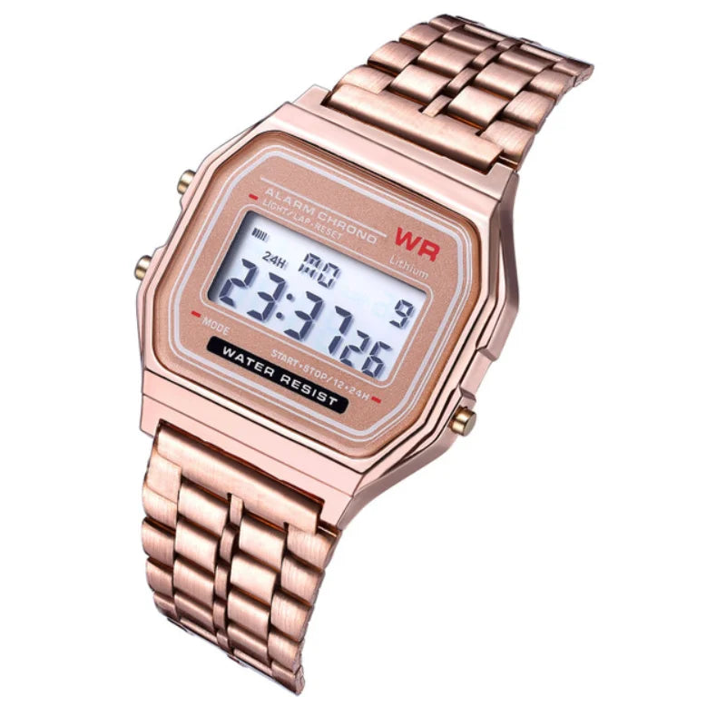 F91W Non-Waterproof Steel Band Watch For Women, Men, Business Clock, Multi-Functional LED Digital Sports Watch, Electronic Clock Qme