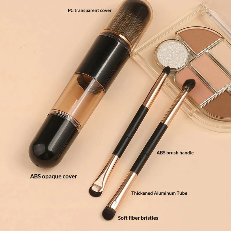 6-in-1 Double Sided Makeup Brush Retractable Portable Mini Travel Qme