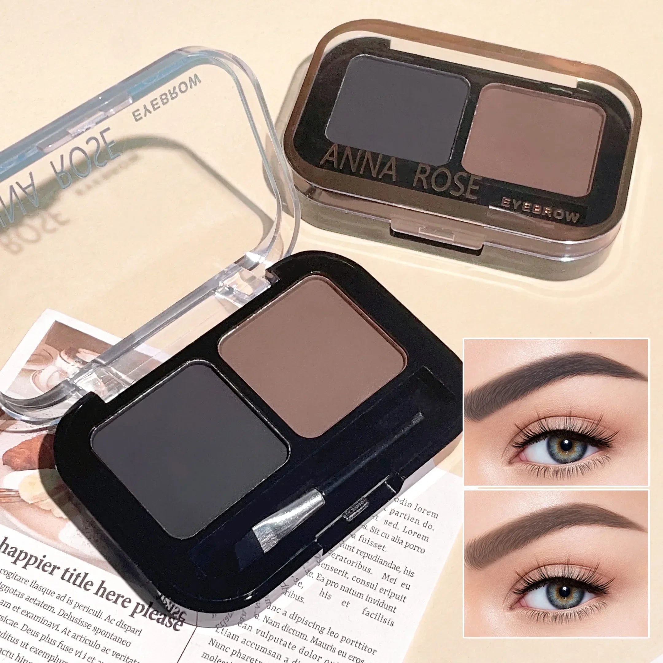 2Color Eyebrow Powder Palette Makeup Black Brown EyeBrow Enhancer Professional Waterproof Cosmetic Eye Shadow Palette with Brush Qme