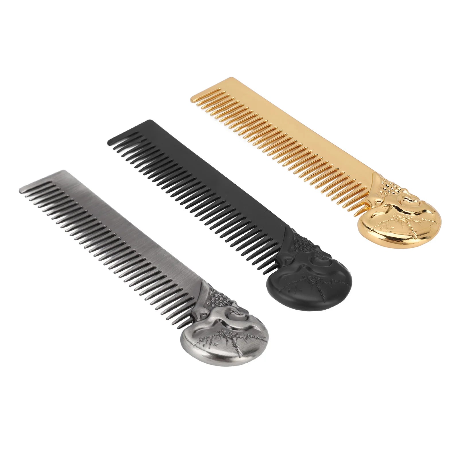 Hair Combs Beard Comb Beard Comb Zinc Alloy Skull Pattern Hair Styling Mustache Shaping Oil Hair Comb Comb Qme