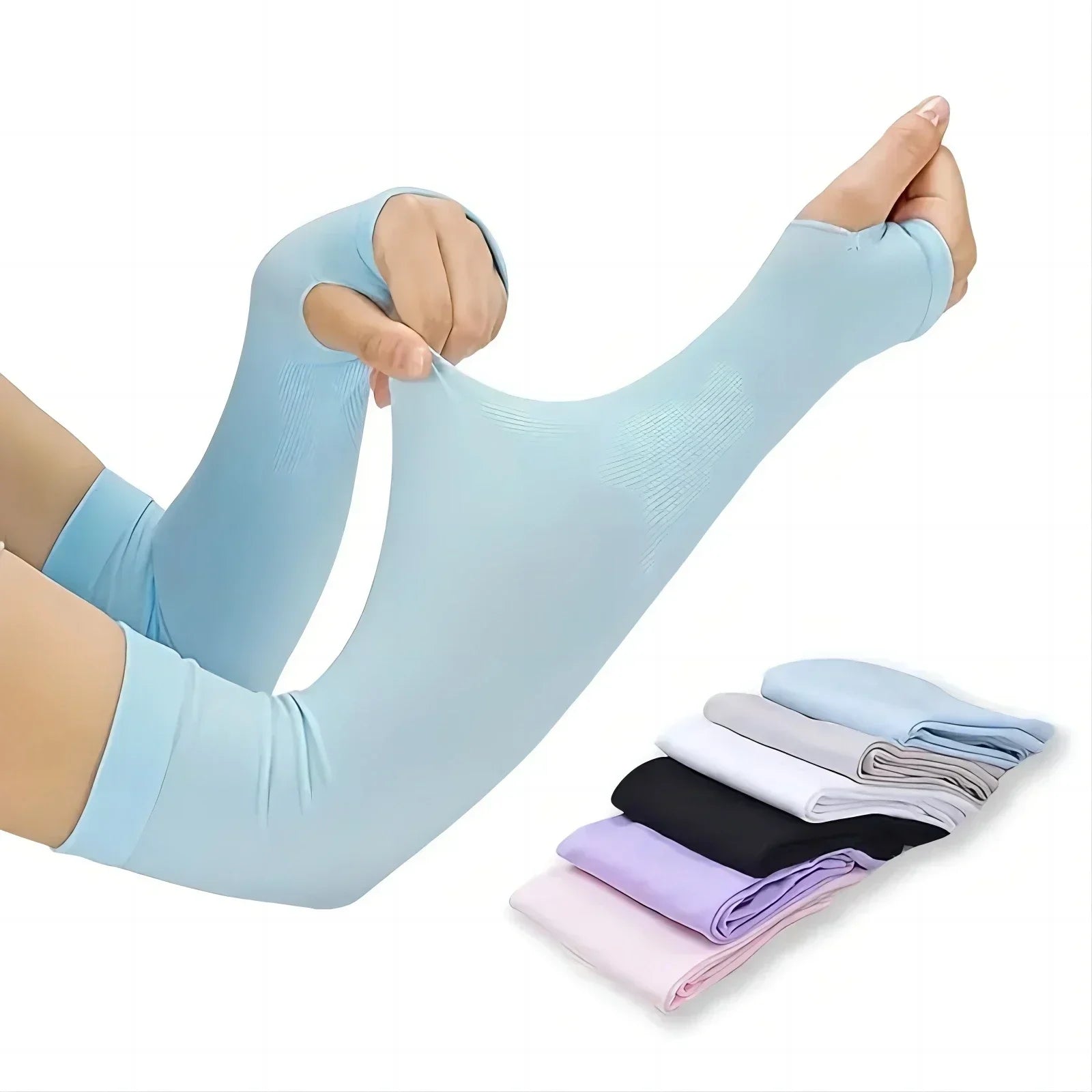 1 Pair Ice Silk Sun Protection Arm Covers Unisex Elbow Cover Outdoor Cycling Running Fishing Driving Cool Anti-UV Arm Sleeves Qme