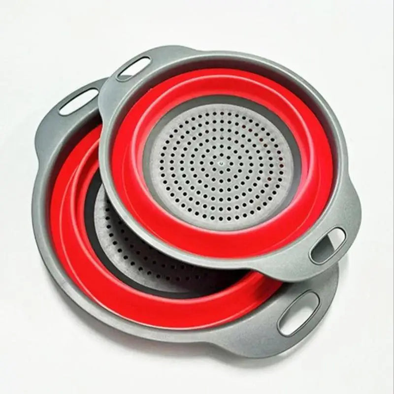 Silicone Folding Drainer Basket Fruit Vegetable Foldable Colander Qme
