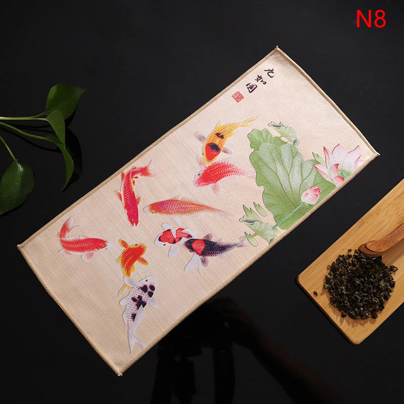 Retro Ancient Painting Tea Mat Matcha Green Powder Whisk Japanese Qme N8