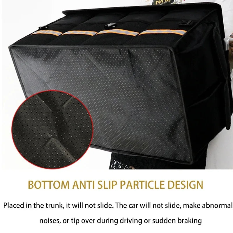 Foldable Storage Car Trunk Organizer Durable Sturdy Collapsible Reflective Strip Storage Box for Sedan SUV Car Large Capacity Qme