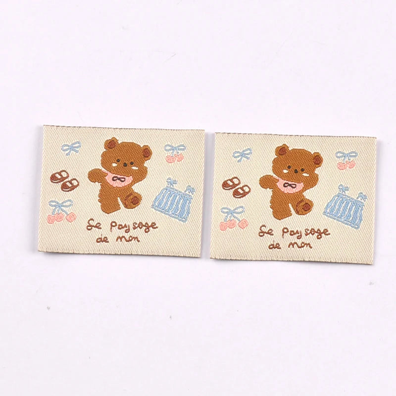 20pcs 18-53mm Cute Flower/Bear/Dog Fabric Labels, Handmade Sew On Tags for DIY Clothes Bags Crafts Decoration cp4294 Qme 50x40mm-7