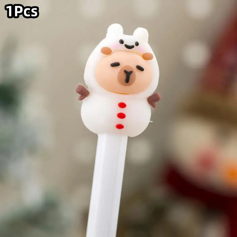 1 Christmas Capybara Gel Pen Cute Cartoon Stationery Smooth Writing Qme A1