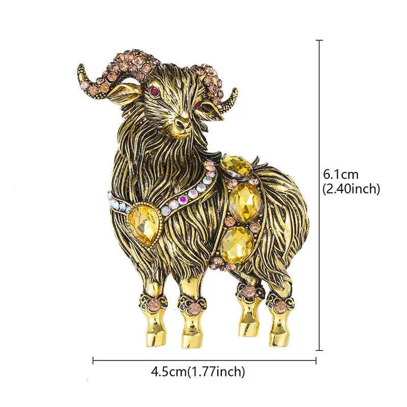 Elegant Sheep Goat Shaped Brooch Rhinestone Pearls Lapel Pin Animal Brooch Perfect For Daily Wear Party Dresses Qme