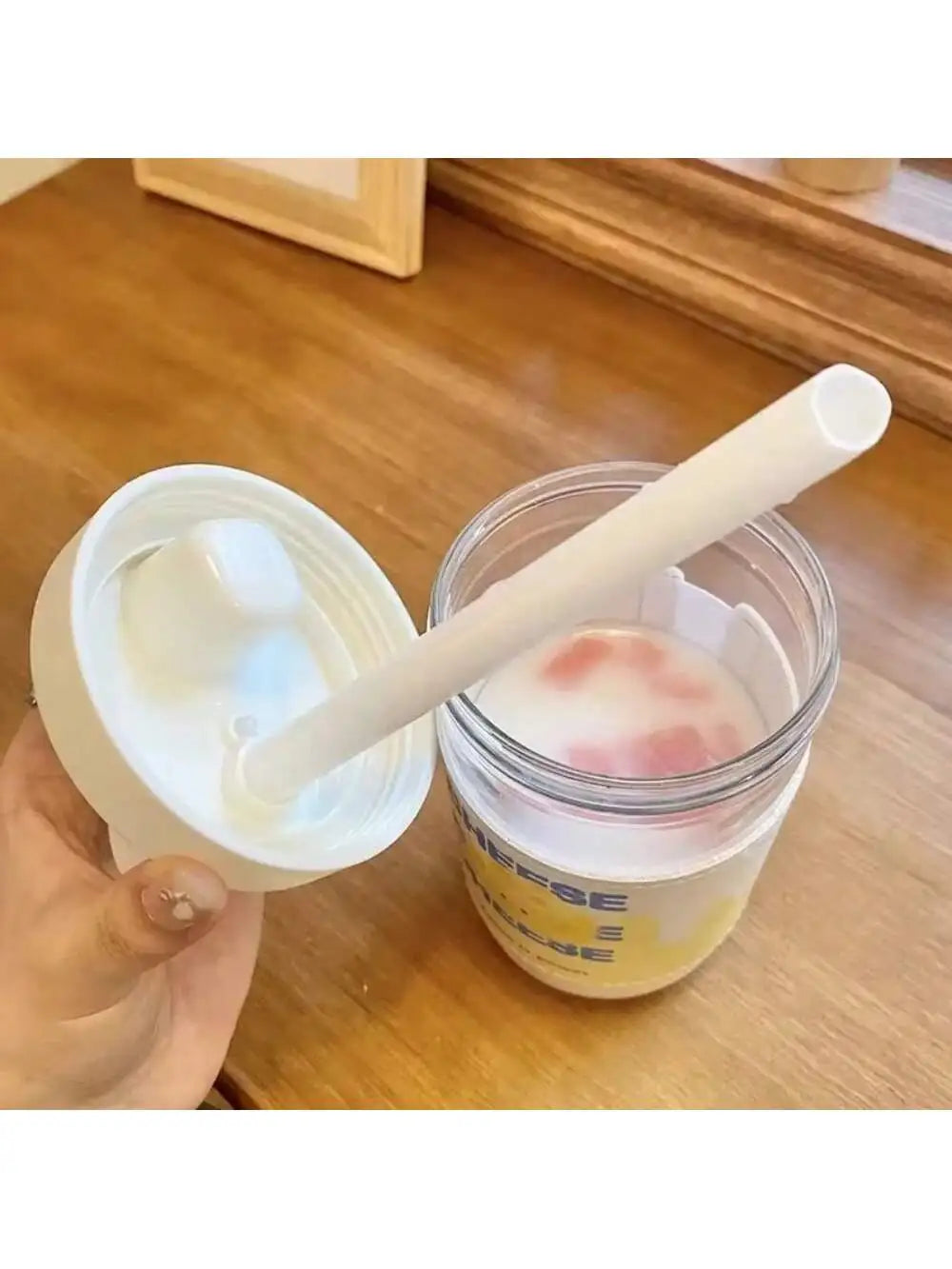 Water Bottles Straw Cup Juice Milk Plastic Lid Bubble Tea Coffee Cups Qme