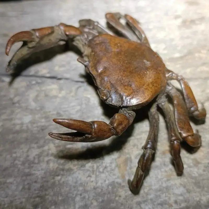 1Pcs Miniature Tea Pet Ornament Vintage Crab Simulation Animal Model Statue Figurine Antique Metal Crafts Desk Decoration Qme