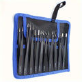 Canvas Bag Leather Cover Stainless Steel Black Tweezers Anti-static Qme 1set