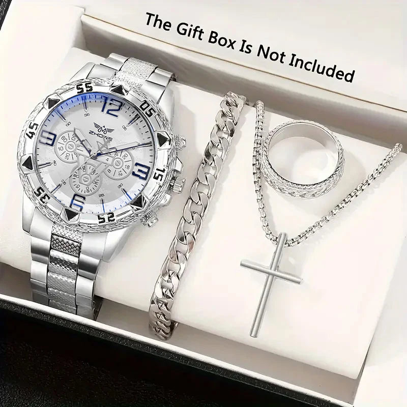 Men's large dial blue light glass watch with high-end feel, men's business watch Qme 3