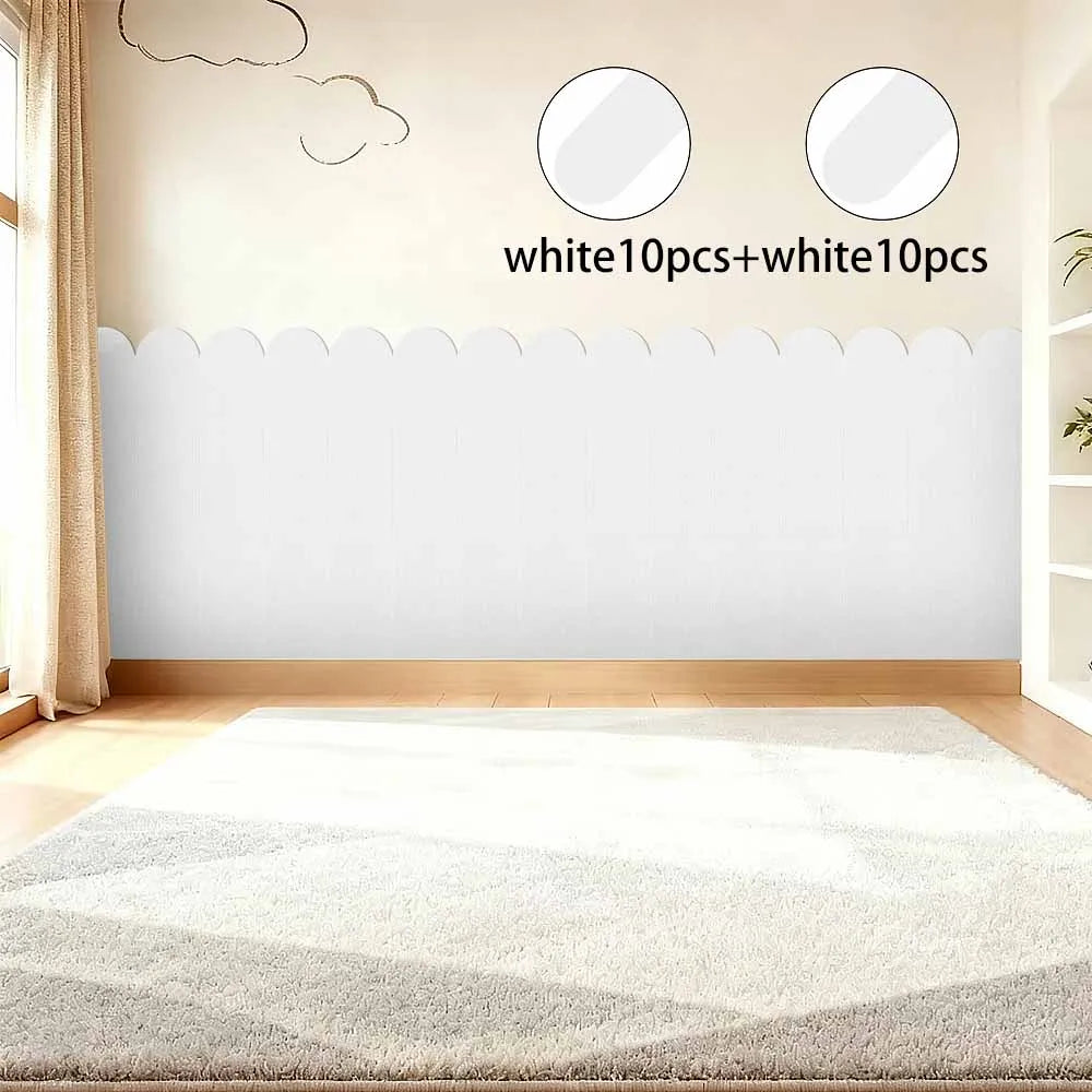 20-Piece Two-color Self-adhesive Wall Stickers Thickened Qme white and white 60cmX15cm-20pcs
