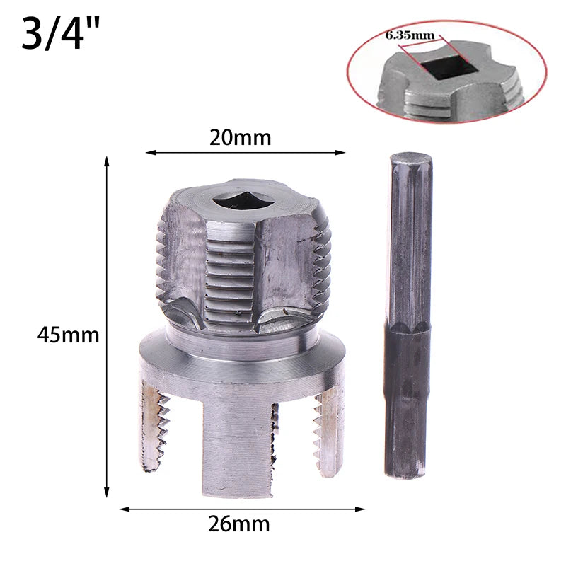 PVC Pipe Threader Kit 1/2" 3/4" PPR Threader Integrated Internal External Pipe Threading Tool Electric Drill Compatible Qme B2