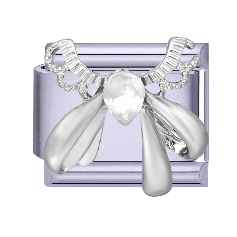Shiny Zircon Butterfly Moon Stars Bow Purple Italian Charm Links Fit