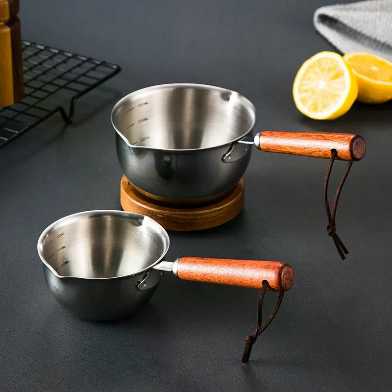 Stainless Steel Oil Pan 150ML 300ML Small Pot Cooking Butter Melting Pot Chocolate Kitchen Cookware Cooking Tools Qme