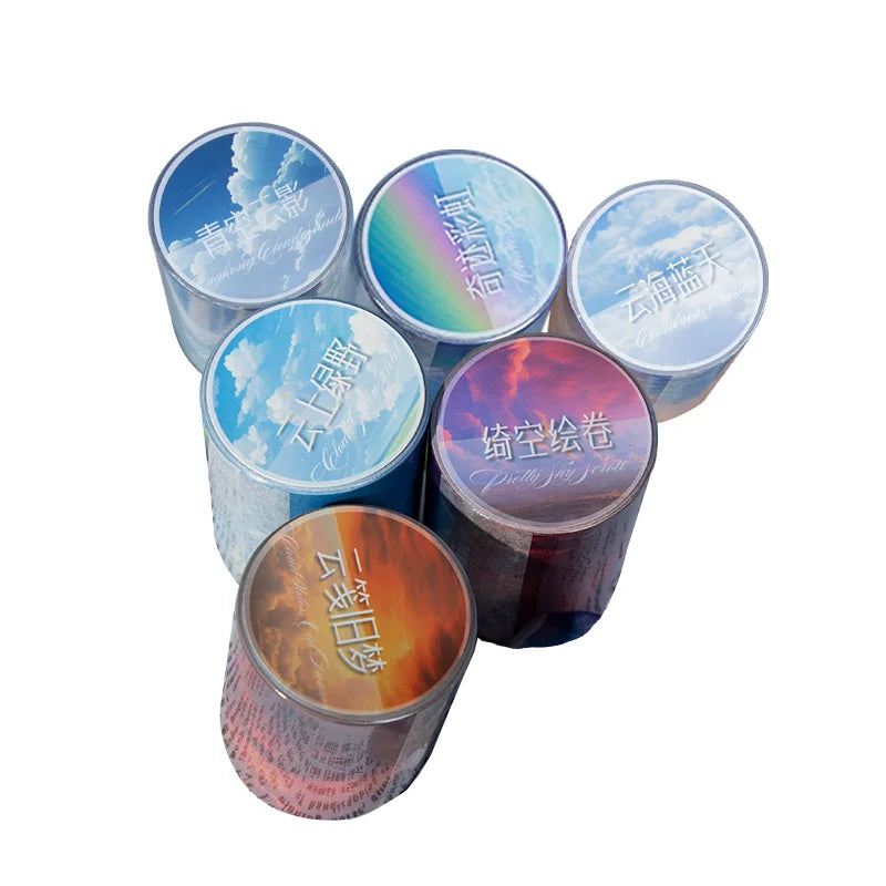 50mm*2m Ins Colorful Clouds Washi Tape DIY Scrapbook Planner Diary Stickers Masking Tapes Aesthetic Stationery Office Supplies Qme