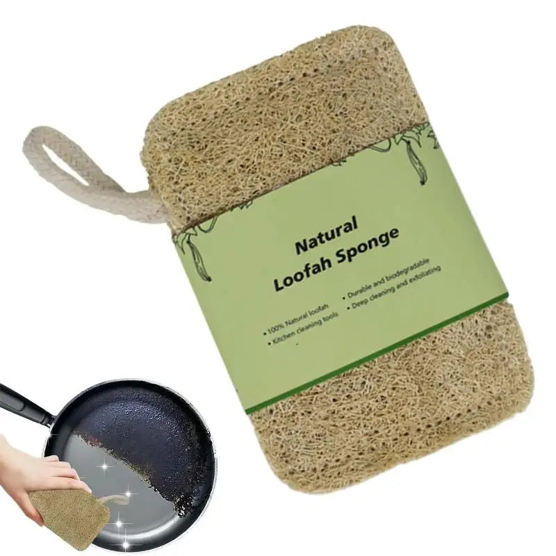 Eco-friendly Loofah Dish Sponge Natural Scrub Pad Kitchen Glass Plate Qme
