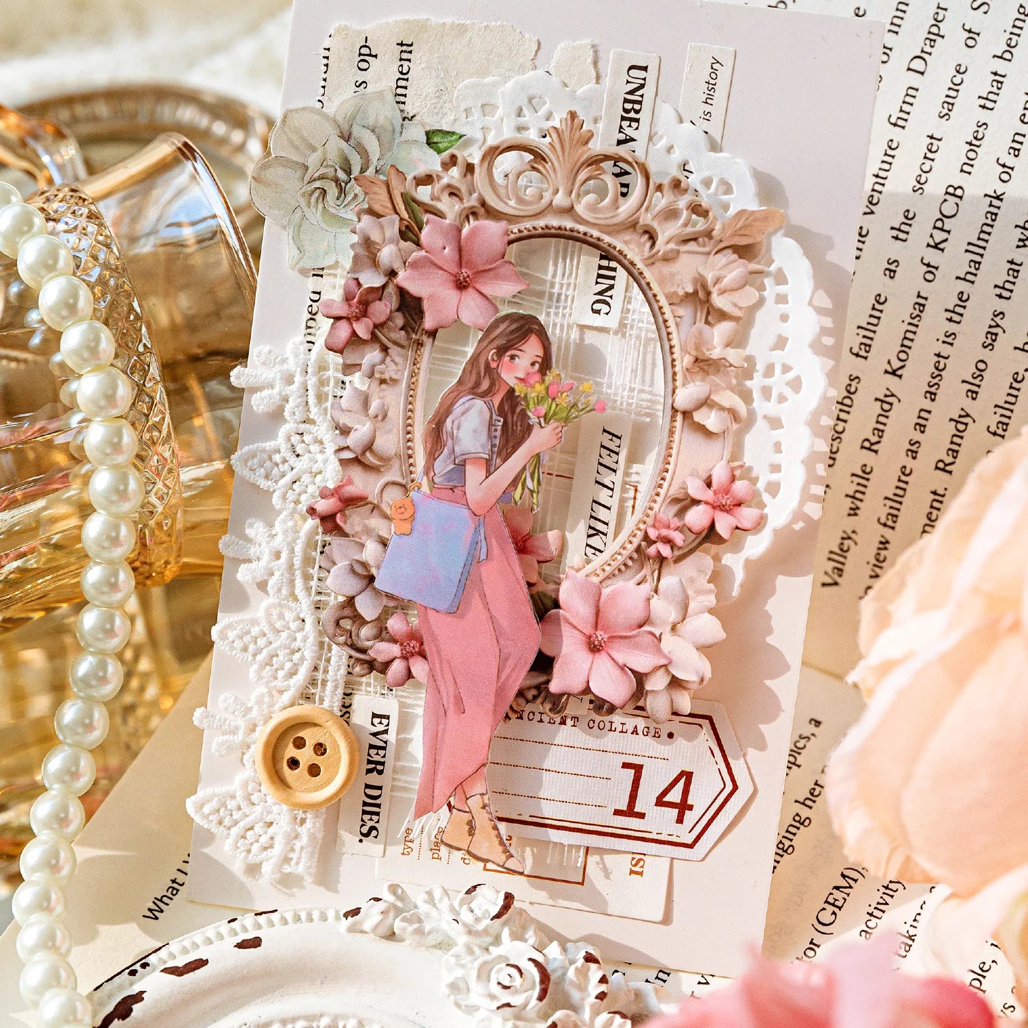 TIANZI 10 pcs Relief Retro Frame hollow-out Flowers Picture Frame Gorgeous Relief Hand Tent DIY Decorative Collage Material Qme