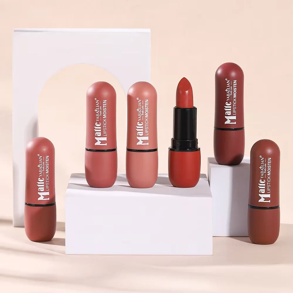 6-Color Matte Lipstick Velvet Lip Smooth Waterproof Long-lasting Qme