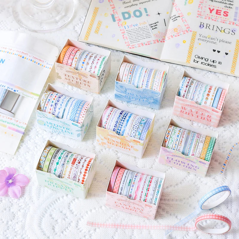 10 Roll/Box Tape Gentle Color Series Tape Cutting Pasting Thin Stickers Album Diary Decoration Phone Case Cup Diary Decoration Qme