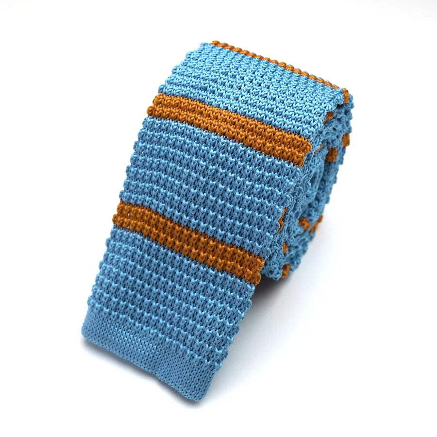 Striped Knitted Tie Casual and Fashionable Flat Head Tie 7CM Tie Colorful Personalized Trendy Manual Knot Tie Campus Style Qme 10