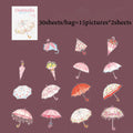 Spring Floral Umbrella Die-cut Stickers, Rainy Themed Journal Collage Supplies, Decorative Stickers for Cups, Greeting Cards Qme C