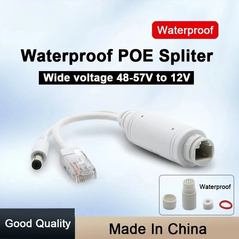 2PCS Outdoor Waterproof Splitter 48V to 12V Standard POE Switch Splitter Weatherproof Qme