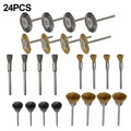 24Pcs Brass BrushSteel Wire Wheels Brushes Drill Rotary Tools Polishing For Dremel Rotary Tools Metal Rust Removal Brush Set Qme Default Title