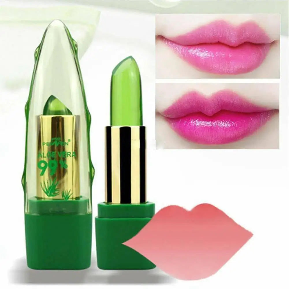 Aloe Vera Discolored Lip Balm Jelly Magic Color Changing Lipstick Girl Moisturizing Nourishing Lasting Lip Gloss Makeup Lip Care Qme