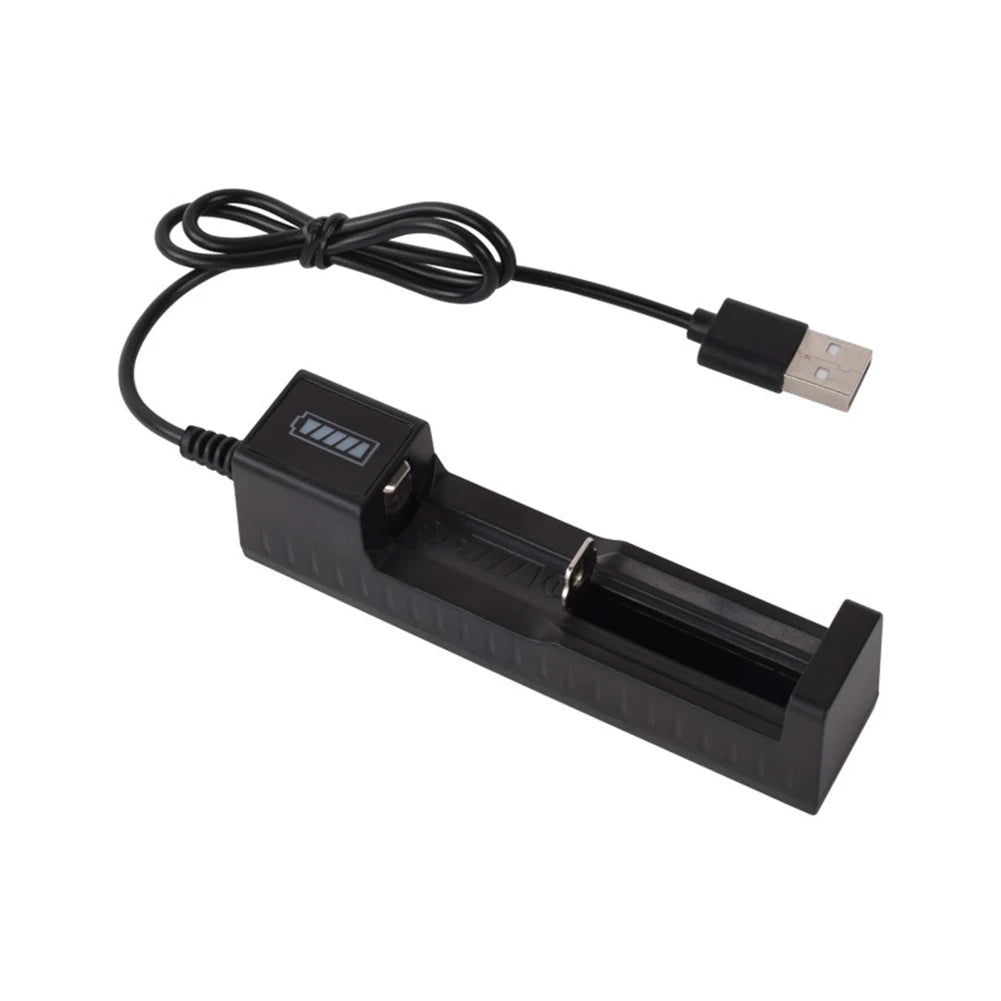1 Slot Charger USB Fast Charge LED Display for 16340 14500 18650 26650 3.7V Rechargeable Qme