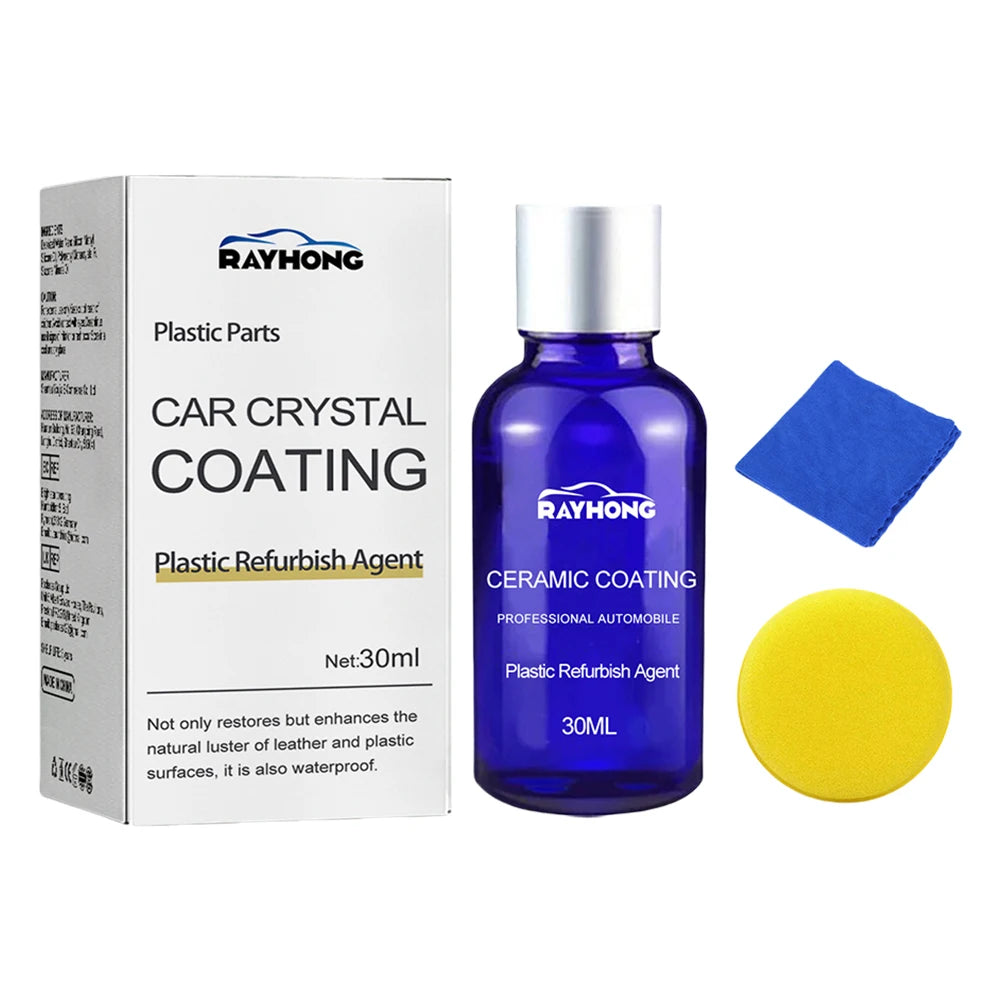 30ml Plastic Refurbish Agent with Sponge Plastic Parts Crystal Coating Plastic Parts Refurbish Restoration Ceramic Coating Agent Qme 1PCS
