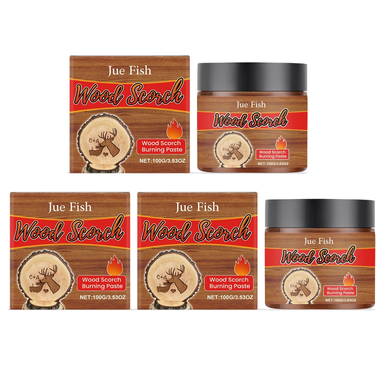 Wood Scorch Burning Paste DIY Pyrography Handmade Personalization Stimulate Creativity Interesting Combustion Effect Unique Gift Qme 3 x 100g Boxed