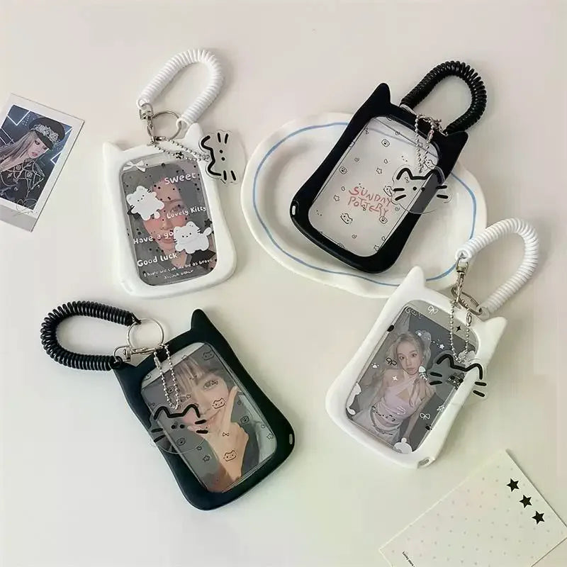 Cute Cat Photocard Holder Elastic Rope Card Idol Photo Storage Qme