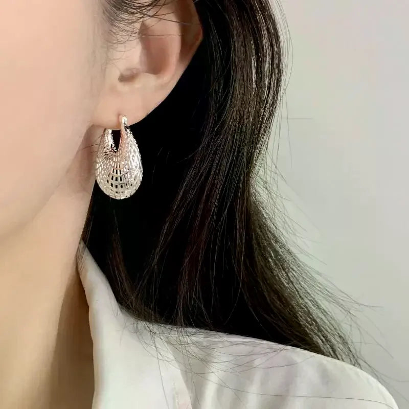 Trendy Simple Hollow Out Water Droplets Big Web Earring For Women Vintage Fashion Earrings Jewelry Party Accessories Gifts Qme