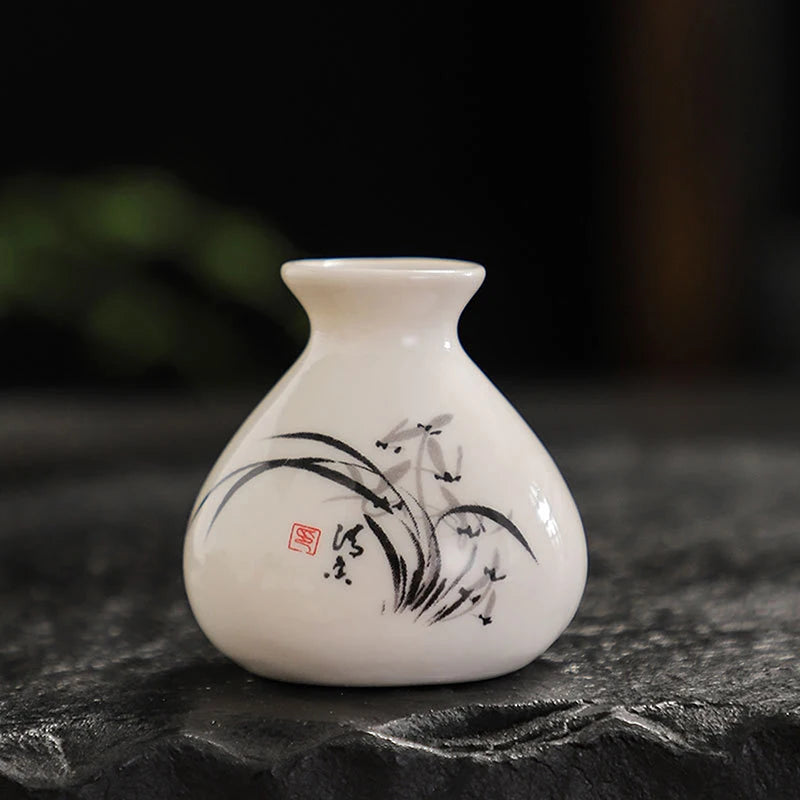 DIY Decoration Miniatures Flower Vase Crafts Giftretro White Chinese Qme A3