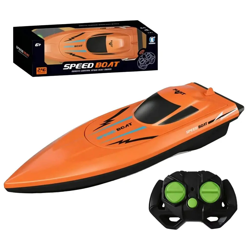 Remote Control Boat Waterproof Electric Toy Speedboat Swimming Pool Qme Orange