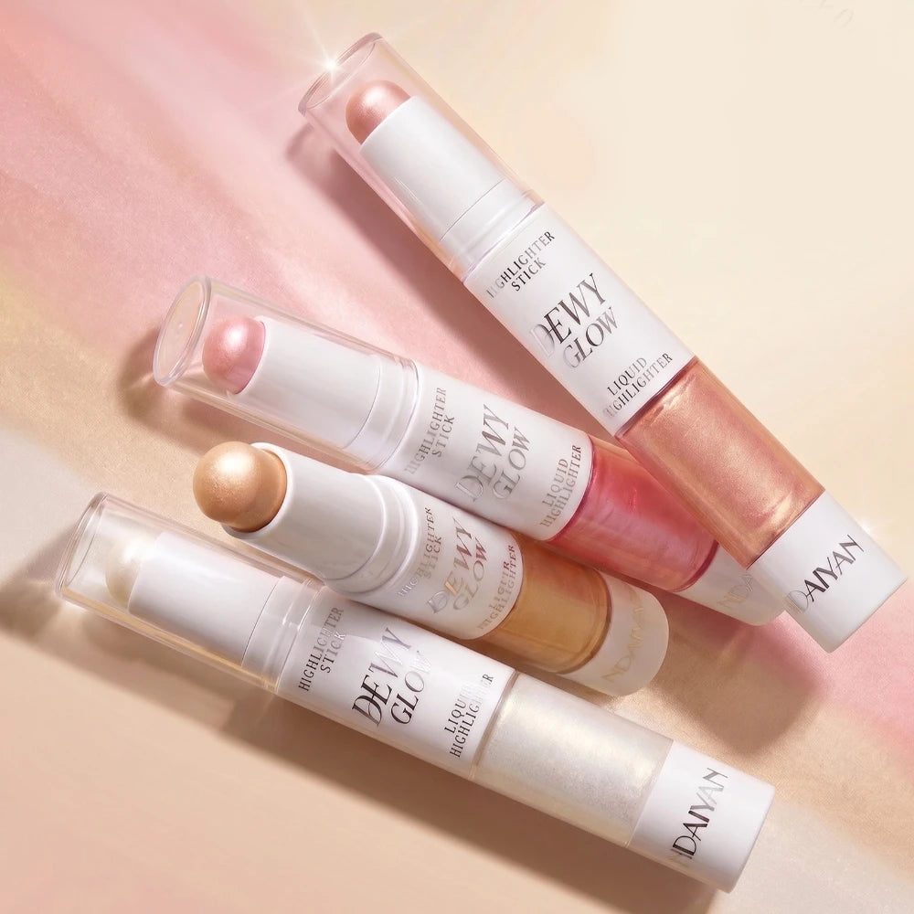 2 in 1 Contour Stick & Liquid Highlighter, Dual Ended Face Sculpting Makeup, Natural Nose Shadow & Body Brightening Stick Qme