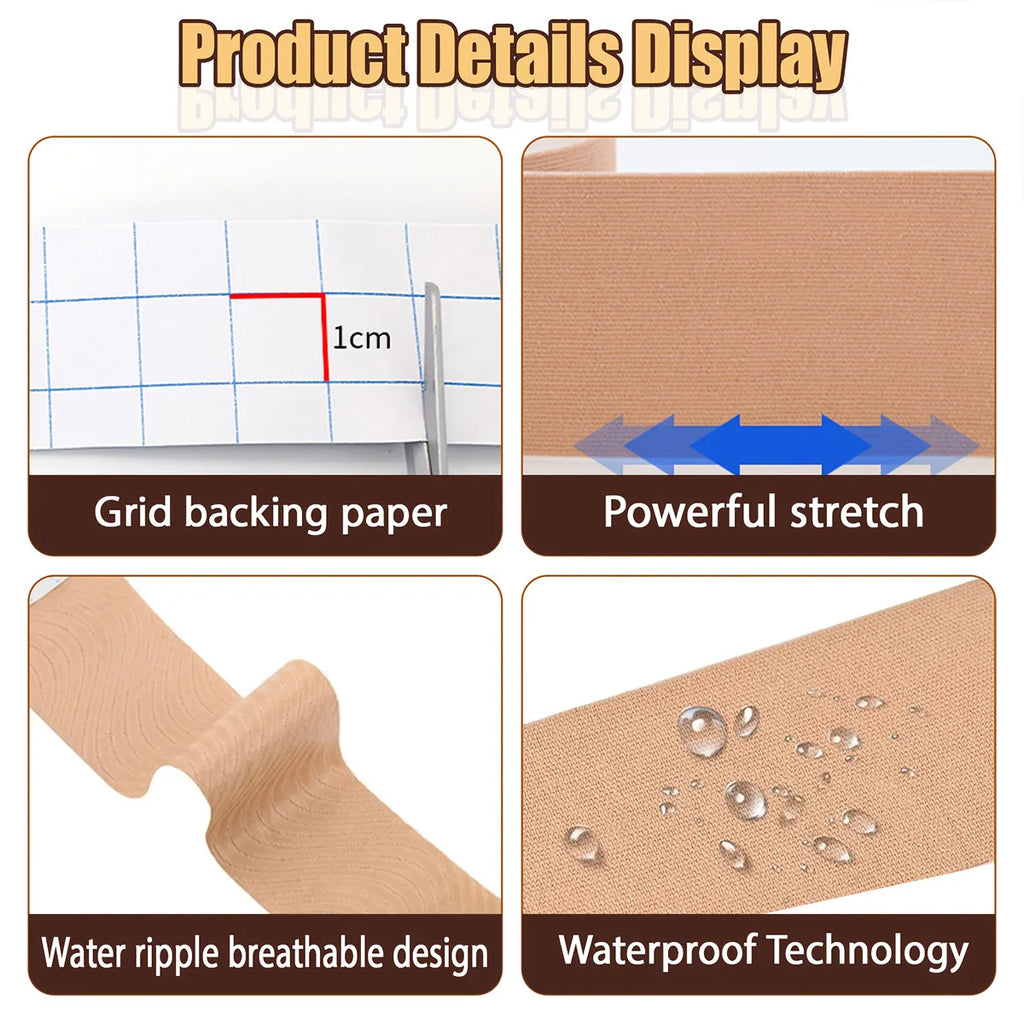 Kinesiology Tape Gym Fitness Bandages Sports Elastic Breathable Cotton Adhesive Tension Injury Boxing Knee Muscle Pain Relief Qme