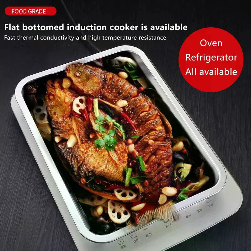Stainless Steel Barbecue Tea Storage Serving Trays Rectangle Steamed Rice Sausage Plate Grill Meat Restaurant Metal Utensils 1PC Qme