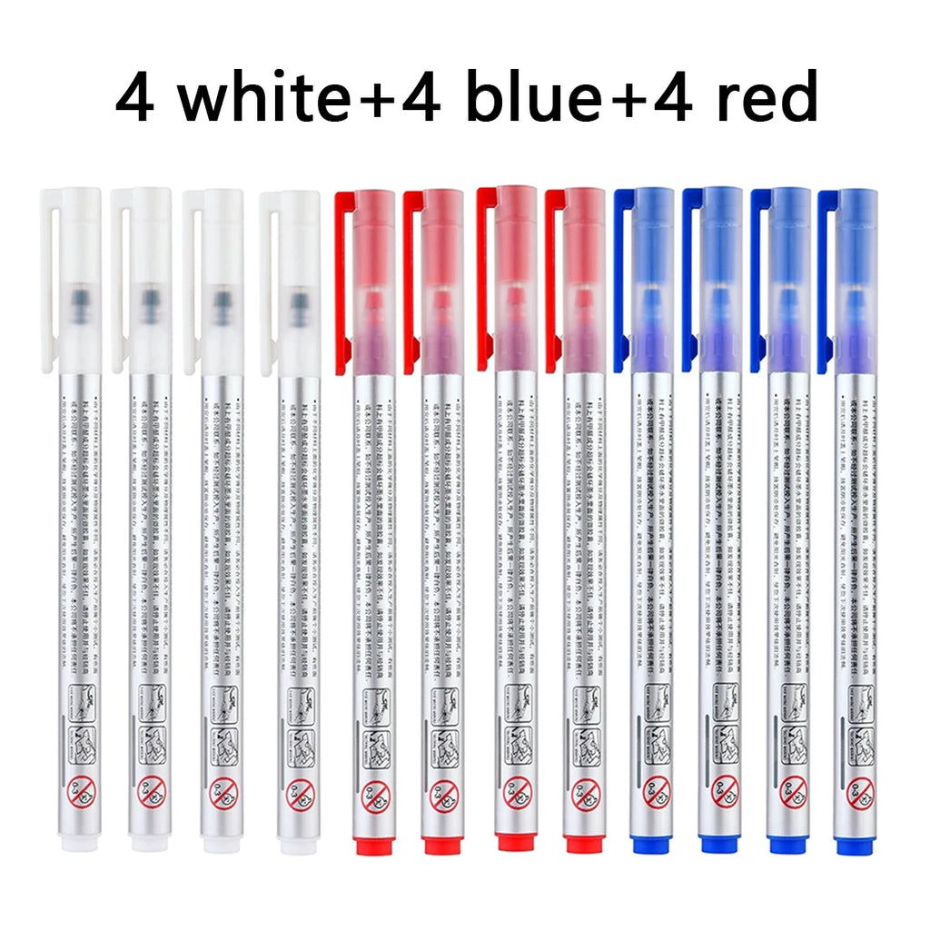 12 Pieces Heat Erasable Fabric Markers Pens Set for Sewing DIY Dressmaking Tailors Chalk Accessories Qme 4white-4blue-4red
