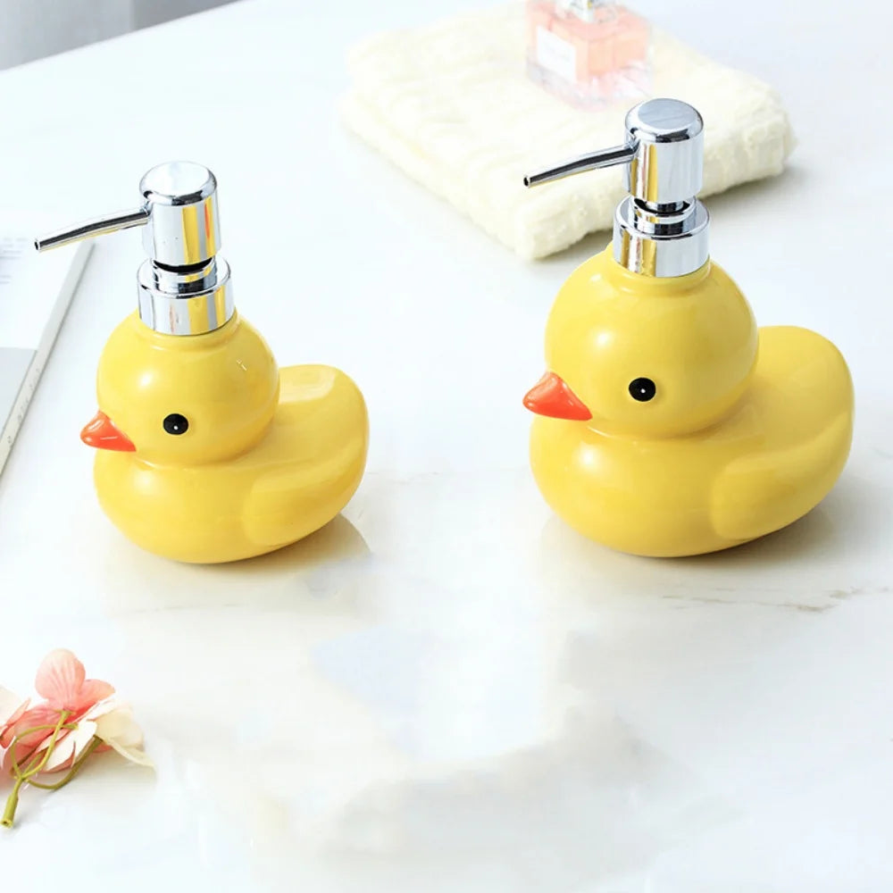 Cartoon Cute Small Yellow Duck Separate Bottle Ceramic Hand Sanitizer Dispenser Soap Lotion Split Bottle Bathroom Accessories Qme