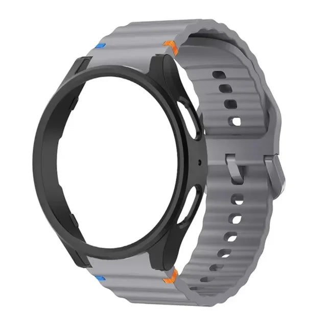 Case+Strap for Samsung Galaxy Watch 7 40mm 44mm Sport Silicone Band Bracelet PC Case Protector Cover Bumper for Galaxy Watch 7 6 Qme SpaceHB Galaxy Watch 7 40mm