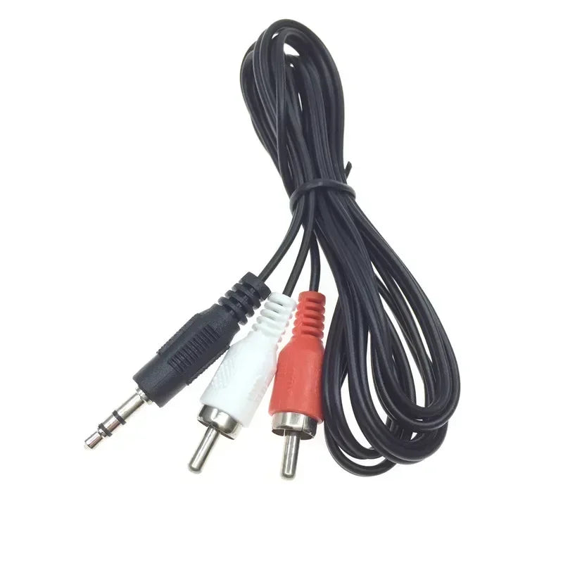 3.5mm Audio AV Video Headphone Connector Cable Cord Car Cable Splitter, 2RCA Phono Male, Stereo Male Plug To Qme