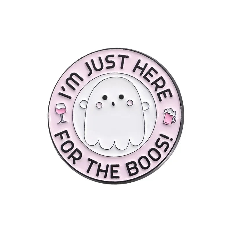 Cartoon Sunglasses Ghost Boo Enamel Pins I'm a Free Spirit This is Boo Sheet Brooches Lapel Badge Spooky Jewelry Gifts Wholesale Qme style 1