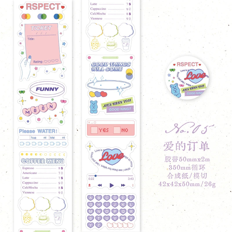 200cm/Roll Cartoon Cute Style Cloud Series Making Tapes School Stickers DIY Scrapbook Sticker Decor Planner Korean Stationery Qme E best-selling