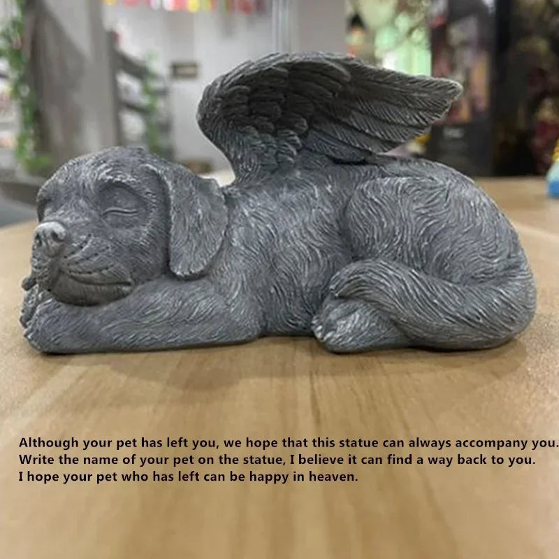 Resin Angel Dog Cat Statue Garden Decoration Puppy Tombstone Sculpture Ornament Garden Home Decor Gift Qme