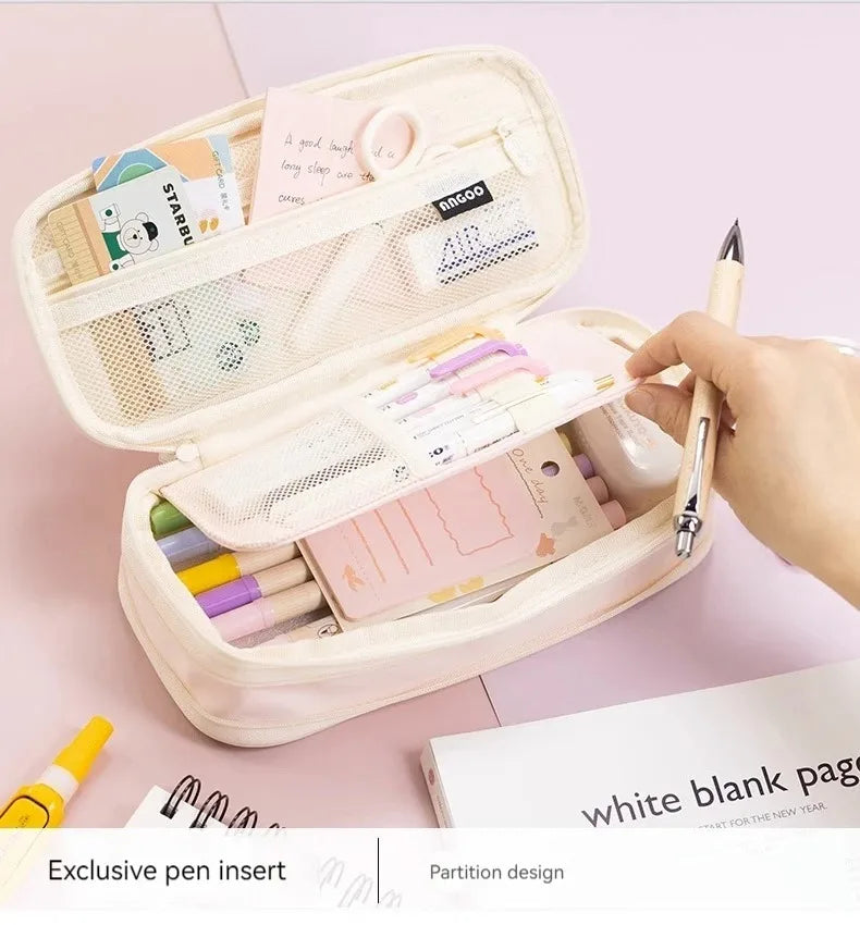1/2 Piece Kawaii Pencil Case Double Layer Large Capacity Pencil Bag Storage for Office Stationery Storage Box School Supplies Qme