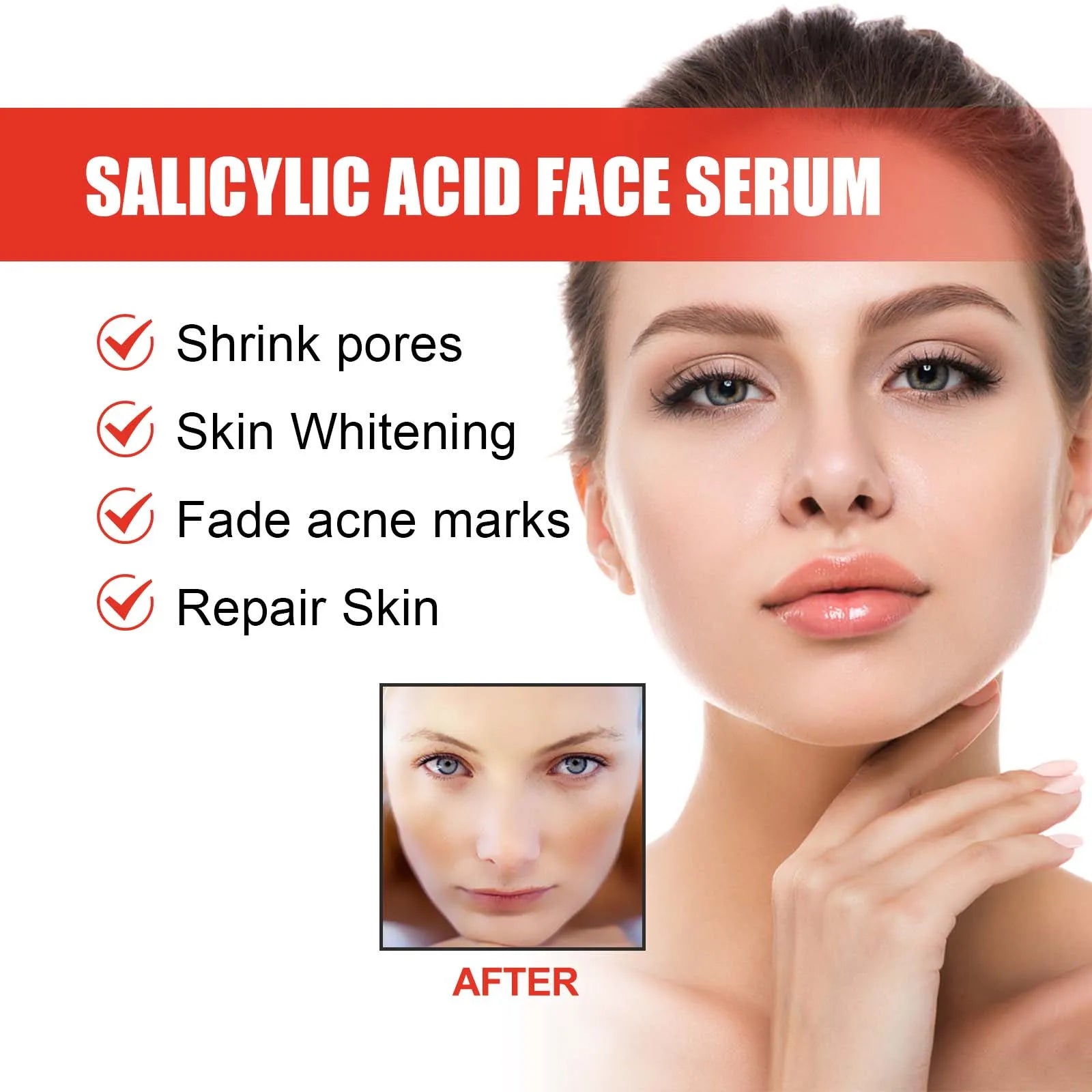 Salicylic Acid Face Serum Firming Lifting Shrinks Pores Niacinamide Brighten Skin Tone Fade Acne Scars Moisturizing Skin Care Qme