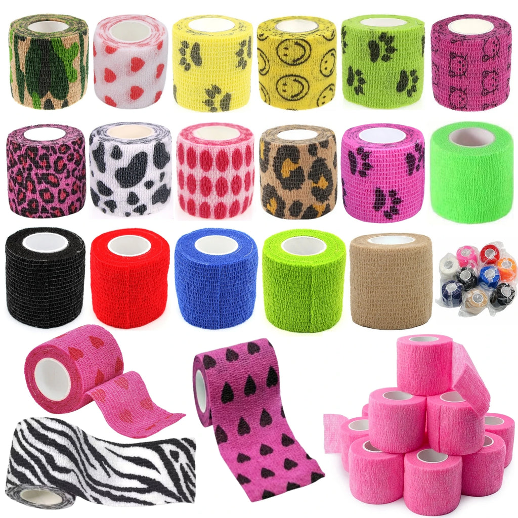 6/12PCS Gauze Bandage Self-adhesive Breathable Elastic Bandages for Nail Tattoo Art Sports Fixing Finger Wrist Leg Qme